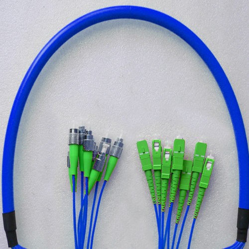 Indoor Armored 8 Fiber FC/APC to SC/APC Patch Cord 9/125 Singlemode