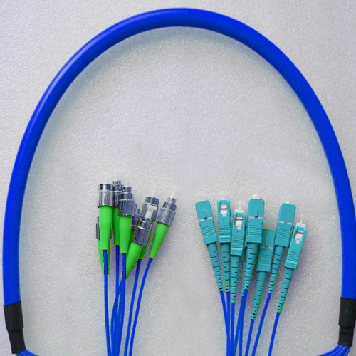 Indoor Armored 8 Fiber FC/APC to SC/UPC Patch Cord 9/125 Singlemode