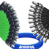 Indoor Armored 12 Fiber FC/APC to SMA905/UPC Patch Cord 9/125 SM