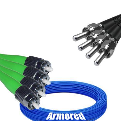Indoor Armored 4 Fiber FC/APC to SMA905/UPC Patch Cord 9/125 SM