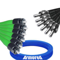 Indoor Armored 6 Fiber FC/APC to SMA905/UPC Patch Cord 9/125 SM