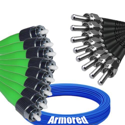 Indoor Armored 8 Fiber FC/APC to SMA905/UPC Patch Cord 9/125 SM