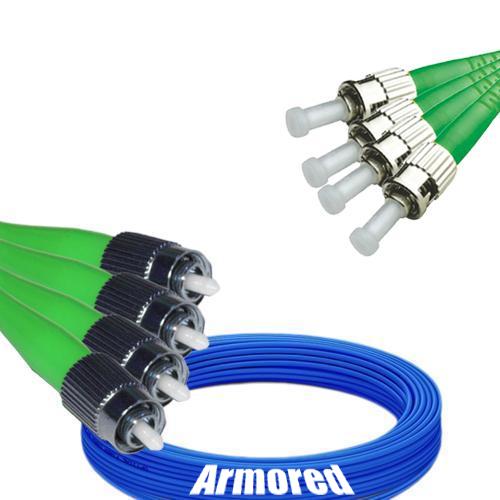 Indoor Armored 4 Fiber FC/APC to ST/APC Patch Cord 9/125 Singlemode