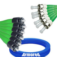 Indoor Armored 6 Fiber FC/APC to ST/APC Patch Cord 9/125 Singlemode