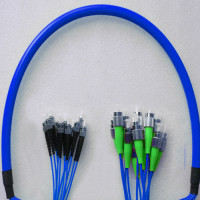 Indoor Armored 12 Fiber FC/APC to ST/UPC Patch Cord 9/125 Singlemode