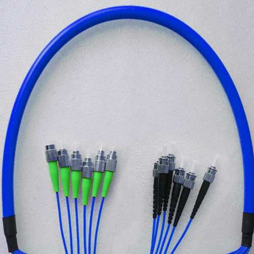 Indoor Armored 6 Fiber FC/APC to ST/UPC Patch Cord 9/125 Singlemode