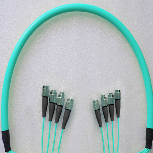 Indoor Armored 4 Fiber FC/UPC to FC/UPC Patch Cord OM3 50/125 MM