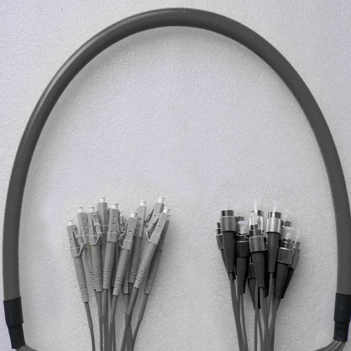 Indoor Armored 12 Fiber FC/UPC to LC/UPC Patch Cord 50/125 Multimode