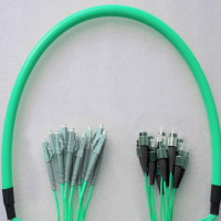 Indoor Armored 12 Fiber FC/UPC to LC/UPC Patch Cord OM3 50/125 MM