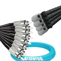 Indoor Armored 8 Fiber FC/UPC to MTRJ/UPC Patch Cord OM3 50/125 MM