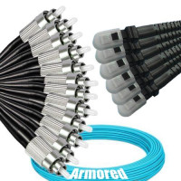 Indoor Armored 12 Fiber FC/UPC to MTRJ/UPC Patch Cord OM4 50/125 MM