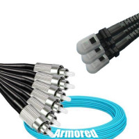 Indoor Armored 6 Fiber FC/UPC to MTRJ/UPC Patch Cord OM4 50/125 MM