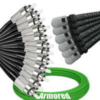 Indoor Armored 12 Fiber FC/UPC to MTRJ/UPC Patch Cord OM5 50/125 MM