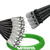 Indoor Armored 8 Fiber FC/UPC to MTRJ/UPC Patch Cord OM5 50/125 MM