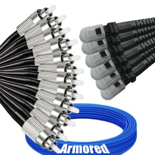 Indoor Armored 12 Fiber FC/UPC to MTRJ/UPC Patch Cord 9/125 Singlemode