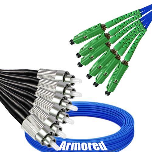 Indoor Armored 6 Fiber FC/UPC to MU/APC Patch Cord 9/125 Singlemode