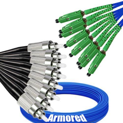 Indoor Armored 8 Fiber FC/UPC to MU/APC Patch Cord 9/125 Singlemode