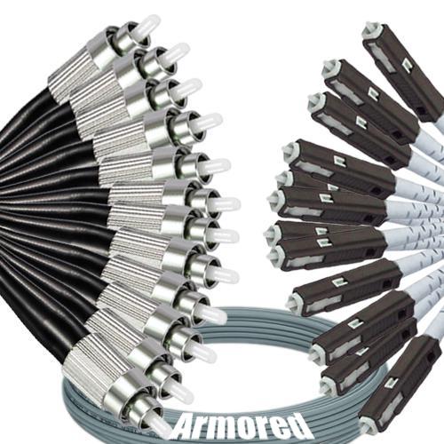 Indoor Armored 12 Fiber FC/UPC to MU/UPC Patch Cord 50/125 Multimode