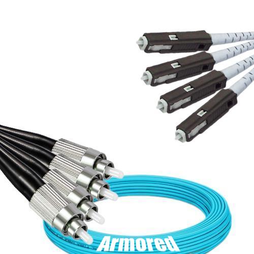 Indoor Armored 4 Fiber FC/UPC to MU/UPC Patch Cord OM4 50/125 MM