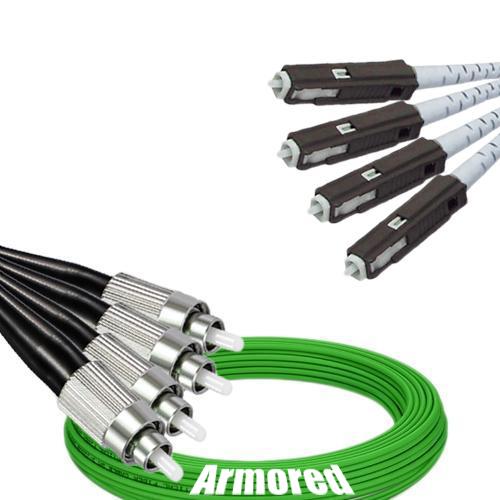 Indoor Armored 4 Fiber FC/UPC to MU/UPC Patch Cord OM5 50/125 MM