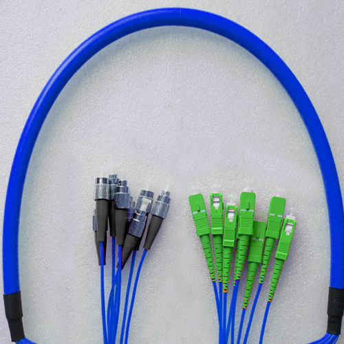 Indoor Armored 8 Fiber FC/UPC to SC/APC Patch Cord 9/125 Singlemode