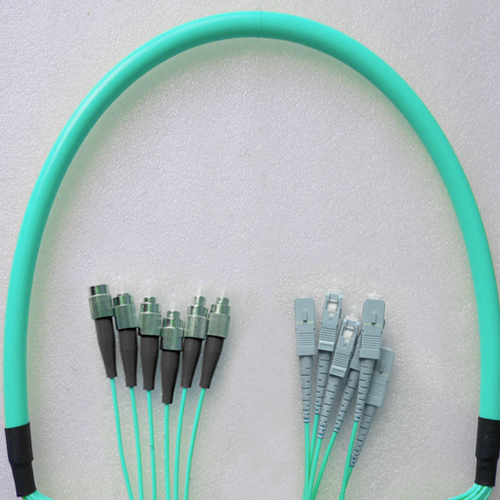 Indoor Armored 6 Fiber FC/UPC to SC/UPC Patch Cord OM3 50/125 MM
