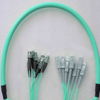 Indoor Armored 8 Fiber FC/UPC to SC/UPC Patch Cord OM3 50/125 MM