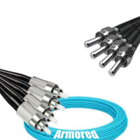 Indoor Armored 4 Fiber FC/UPC to SMA905/UPC Patch Cord OM3 50/125 MM