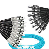 Indoor Armored 8 Fiber FC/UPC to SMA905/UPC Patch Cord OM3 50/125 MM