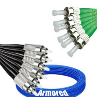 Indoor Armored 6 Fiber FC/UPC to ST/APC Patch Cord 9/125 Singlemode
