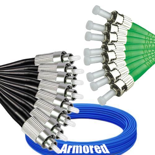 Indoor Armored 8 Fiber FC/UPC to ST/APC Patch Cord 9/125 Singlemode