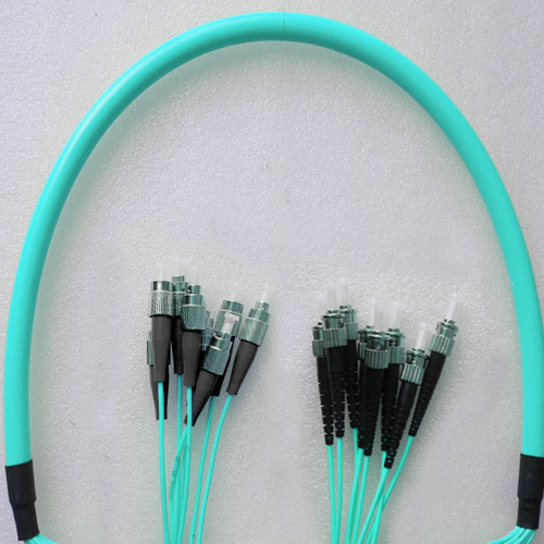 Indoor Armored 8 Fiber FC/UPC to ST/UPC Patch Cord OM4 50/125 MM