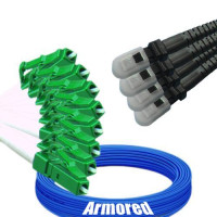 Indoor Armored 8 Fiber LC/APC to MTRJ/UPC Patch Cord 9/125 Singlemode