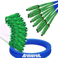 Indoor Armored 8 Fiber LC/APC to MU/APC Patch Cord 9/125 Singlemode
