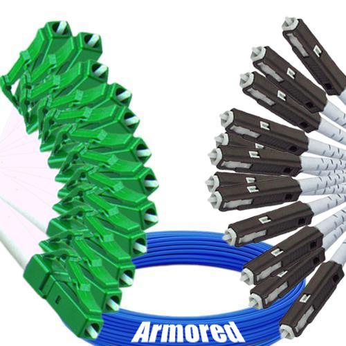 Indoor Armored 12 Fiber LC/APC to MU/UPC Patch Cord 9/125 Singlemode