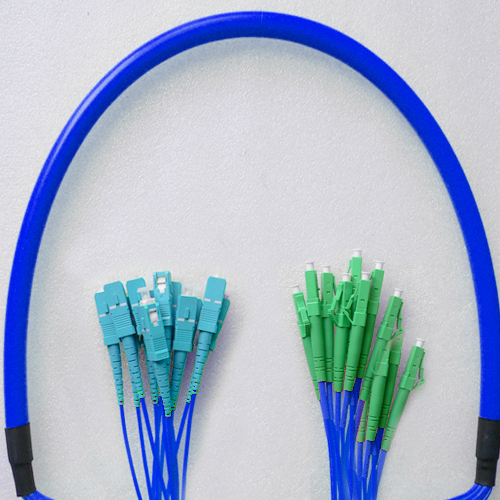 Indoor Armored 12 Fiber LC/APC to SC/UPC Patch Cord 9/125 Singlemode