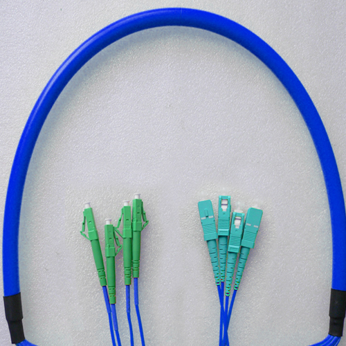 Indoor Armored 4 Fiber LC/APC to SC/UPC Patch Cord 9/125 Singlemode