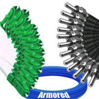 Indoor Armored 12 Fiber LC/APC to SMA905/UPC Patch Cord 9/125 SM
