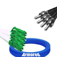Indoor Armored 4 Fiber LC/APC to SMA905/UPC Patch Cord 9/125 SM