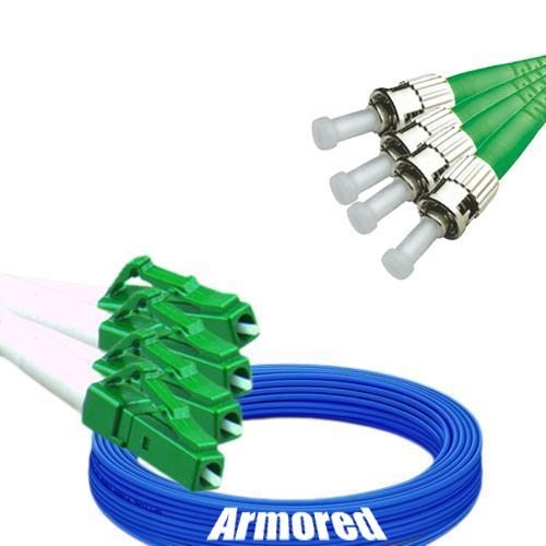 Indoor Armored 4 Fiber LC/APC to ST/APC Patch Cord 9/125 Singlemode