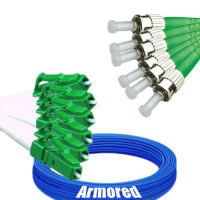 Indoor Armored 6 Fiber LC/APC to ST/APC Patch Cord 9/125 Singlemode