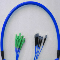 Indoor Armored 6 Fiber LC/APC to ST/UPC Patch Cord 9/125 Singlemode