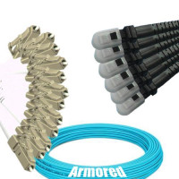 Indoor Armored 12 Fiber LC/UPC to MTRJ/UPC Patch Cord OM3 50/125 MM