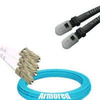 Indoor Armored 4 Fiber LC/UPC to MTRJ/UPC Patch Cord OM3 50/125 MM