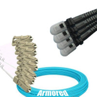 Indoor Armored 8 Fiber LC/UPC to MTRJ/UPC Patch Cord OM3 50/125 MM