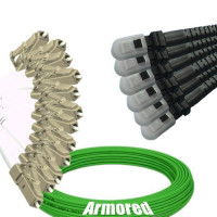 Indoor Armored 12 Fiber LC/UPC to MTRJ/UPC Patch Cord OM5 50/125 MM