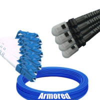 Indoor Armored 8 Fiber LC/UPC to MTRJ/UPC Patch Cord 9/125 Singlemode
