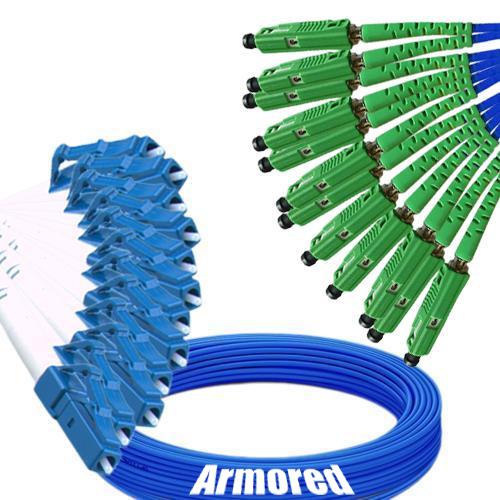 Indoor Armored 12 Fiber LC/UPC to MU/APC Patch Cord 9/125 Singlemode