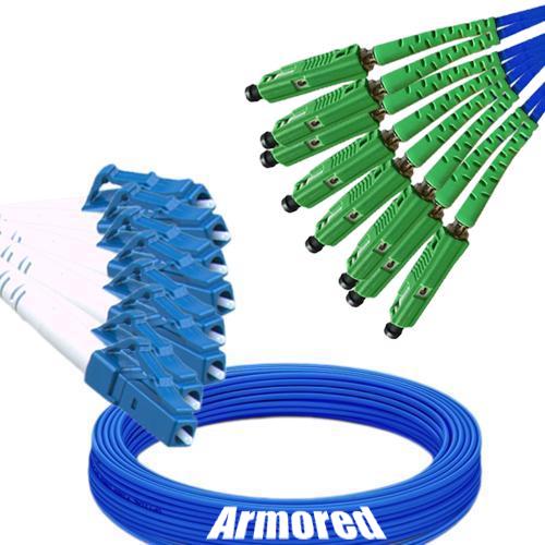 Indoor Armored 8 Fiber LC/UPC to MU/APC Patch Cord 9/125 Singlemode