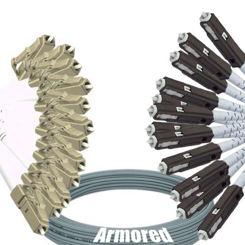 Indoor Armored 12 Fiber LC/UPC to MU/UPC Patch Cord 62.5/125 Multimode